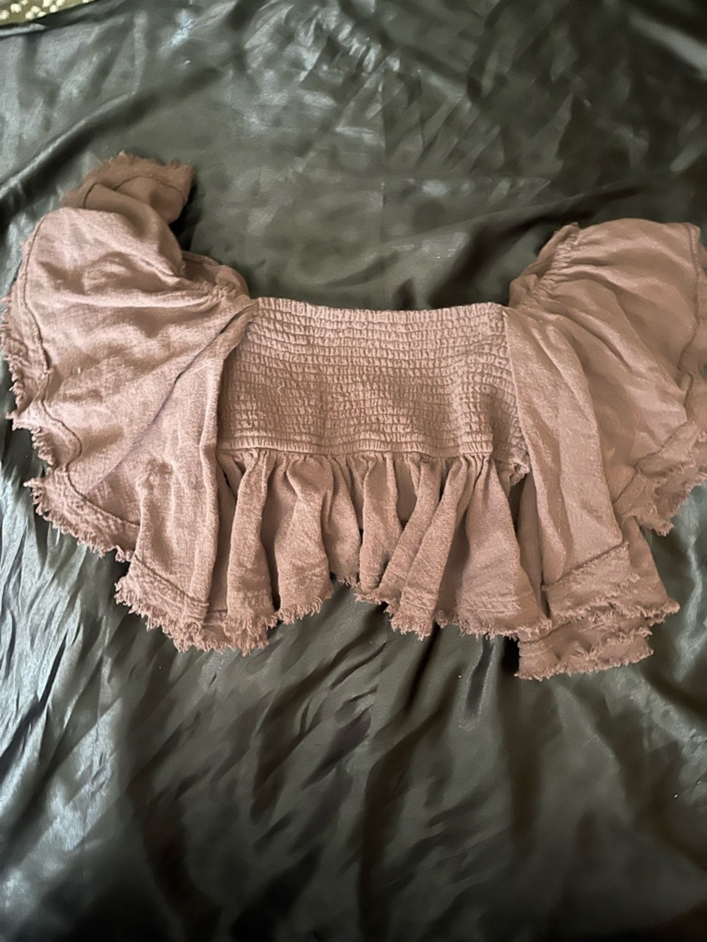 Free People Mauve Smocked Off-Shoulder Crop Top